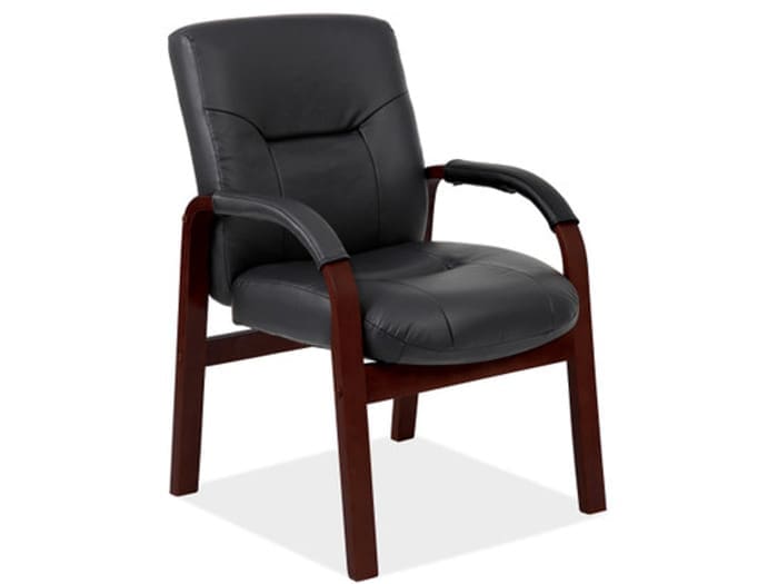 Black Vinyl Guest Chair w/Mahogany Frame Image