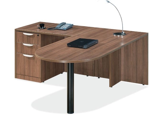 Modern Walnut Bullet Top L-Desk Image