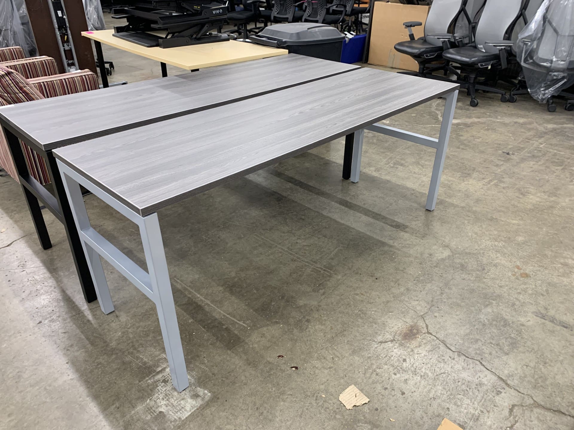 71″x23″ H Leg Table Gray – Silver Legs Image