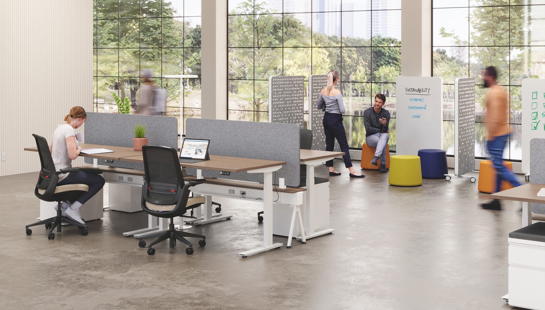 Height-adjustable desks are a major piece of modern ergonomic offices in 2026.