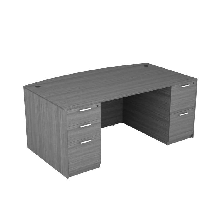 Kai Bow Front Desk with Double Full Pedestals Image