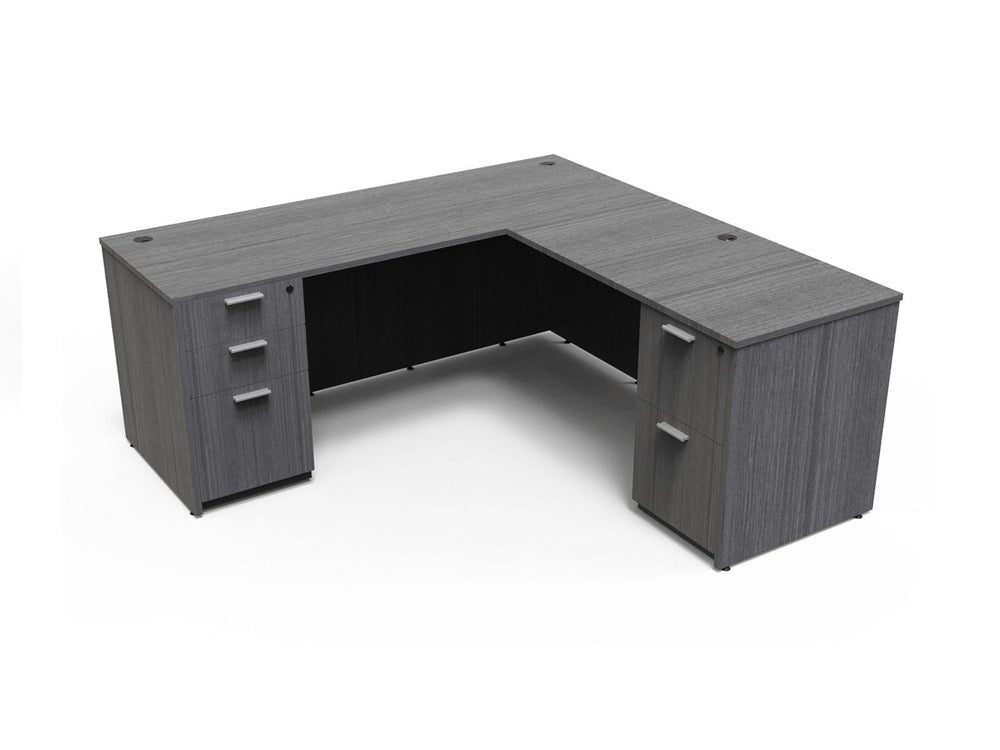 New Office Essentials L Desk – Samoa Gray Image