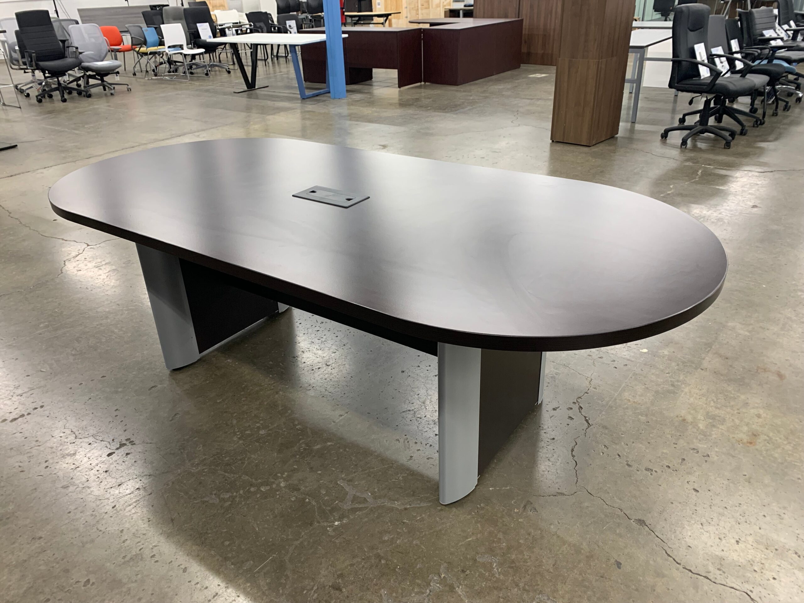 Pre Owned Boat Shaped Conference Table with Elliptical Base Image