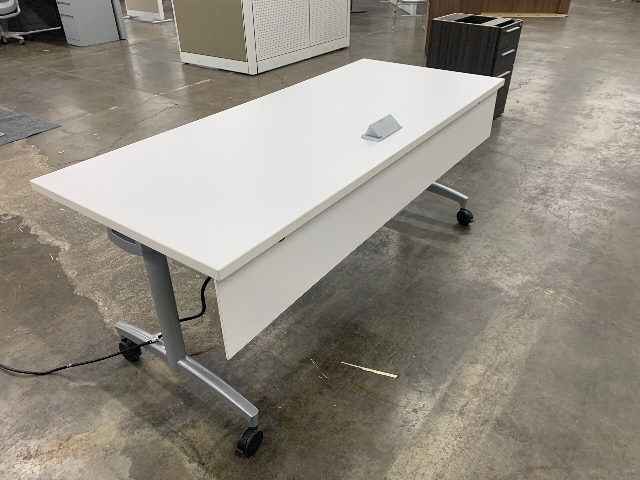 Pre Owned 30X72 Electrified Folding Training Tables with Modesty Panel Image