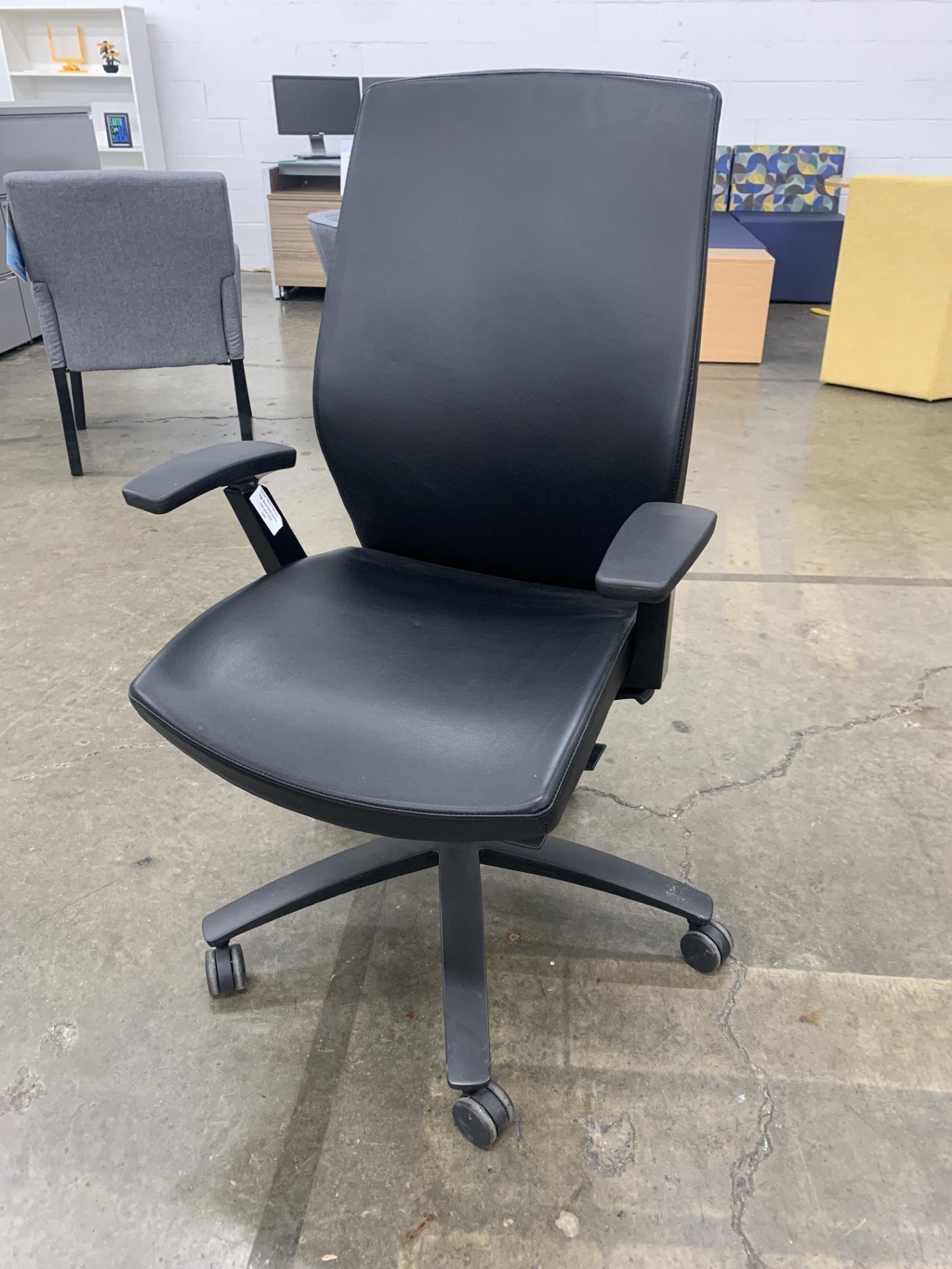 Pre Owned Teknion High Back Black Leather Executive Chair Image