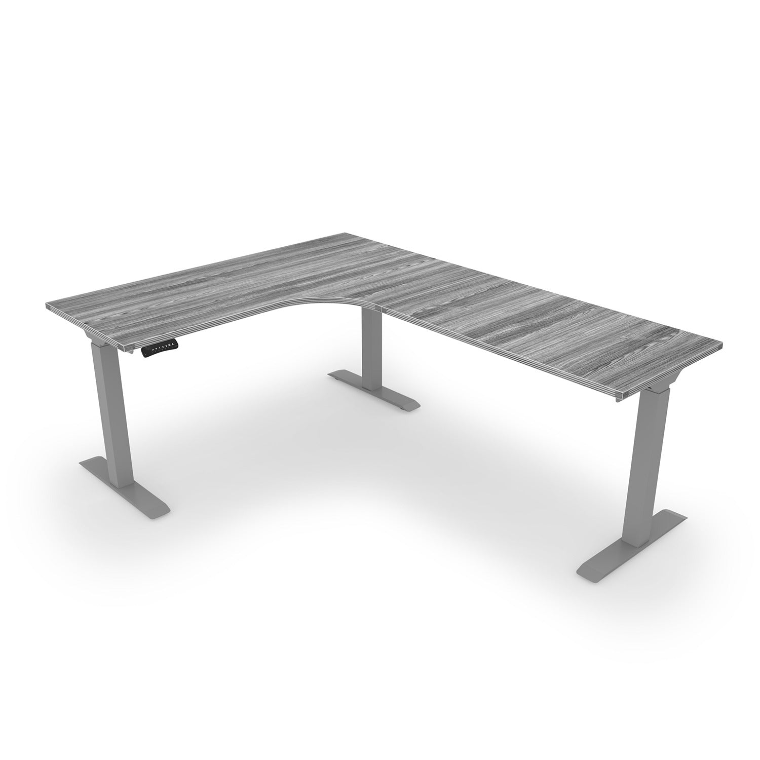 New Office Essentials Adjustable Height L Desk – Samoa Gray Image
