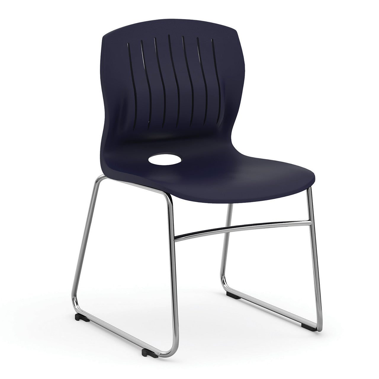 New Slash Armless Sled Base Stack Chair with Chrome Frame Image